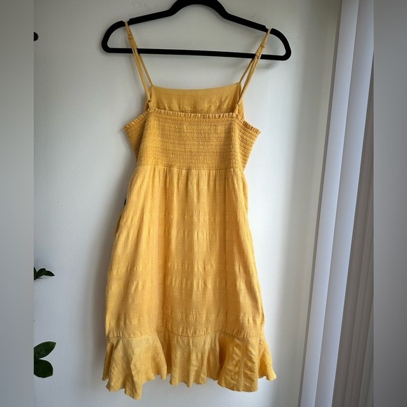 American Eagle Outfitters Yellow Plaid Ruffle Hem Belted Mini Dress M - Picture 4 of 4